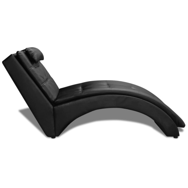 Diván con almohada de cuero sintético negro Diván con almohada de cuero sintético negro