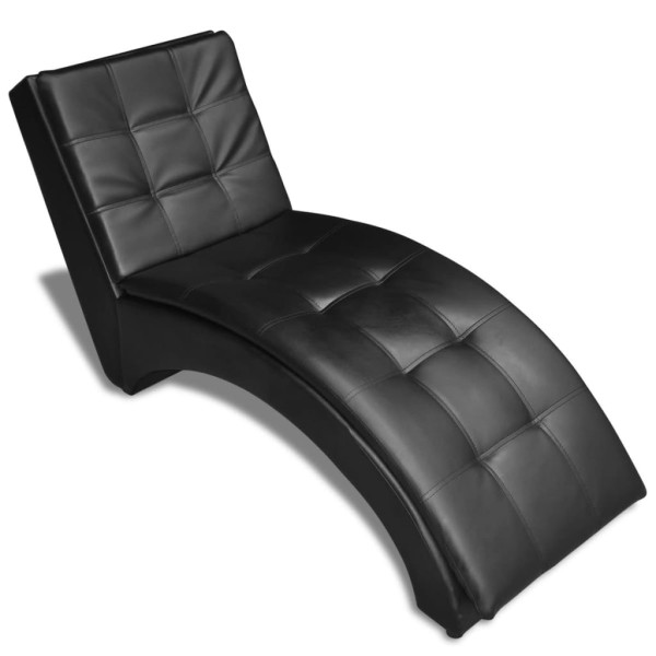 Diván con almohada de cuero sintético negro Diván con almohada de cuero sintético negro