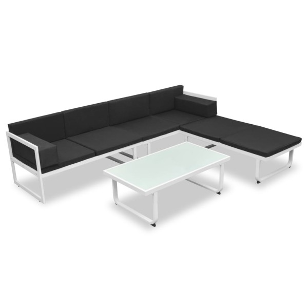 Set de muebles de jardín 4 piezas y cojines aluminio negro Set de muebles de jardín 4 piezas y cojines aluminio negro