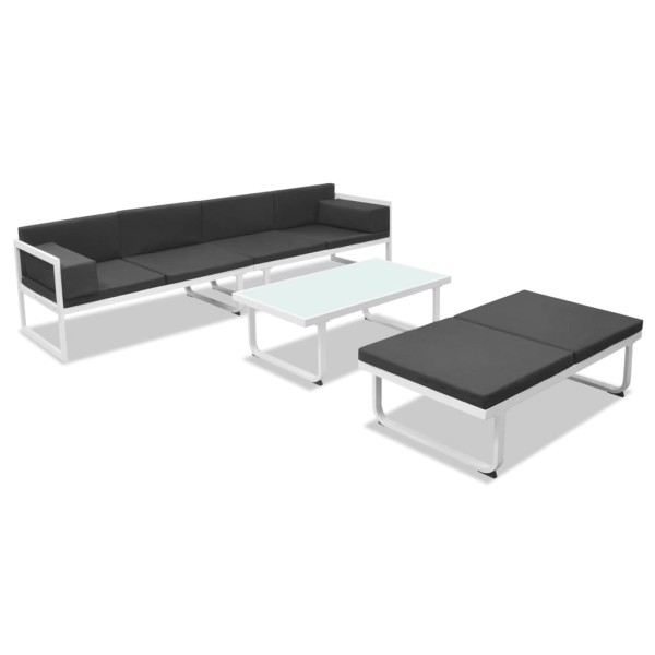 Set de muebles de jardín 4 piezas y cojines aluminio negro Set de muebles de jardín 4 piezas y cojines aluminio negro