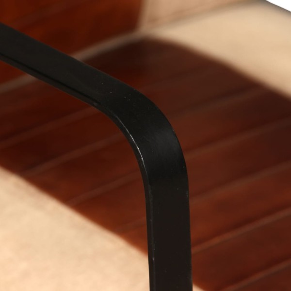 Sillón de cuero auténtico y lona marrón Sillón de cuero auténtico y lona marrón