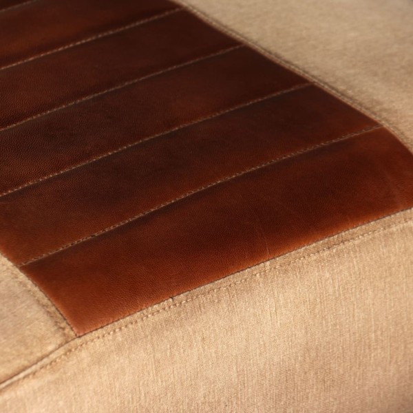 Sillón de cuero auténtico y lona marrón Sillón de cuero auténtico y lona marrón