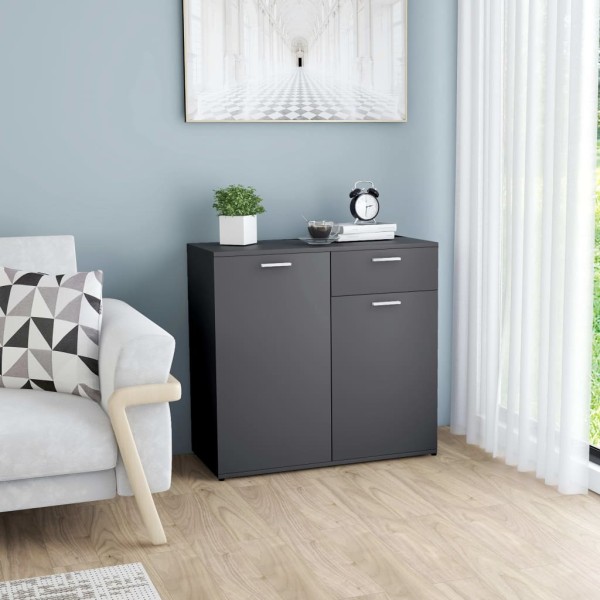 Aparador de madera contrachapada gris 80x36x75 cm Aparador de madera contrachapada gris 80x36x75 cm