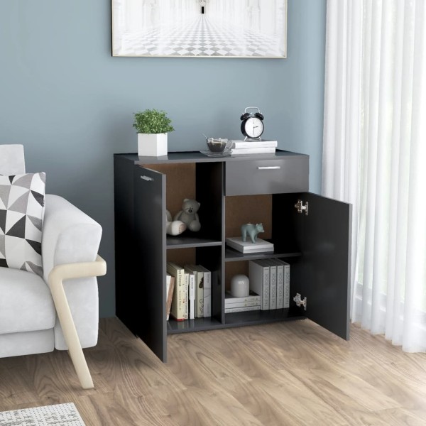 Aparador de madera contrachapada gris 80x36x75 cm Aparador de madera contrachapada gris 80x36x75 cm