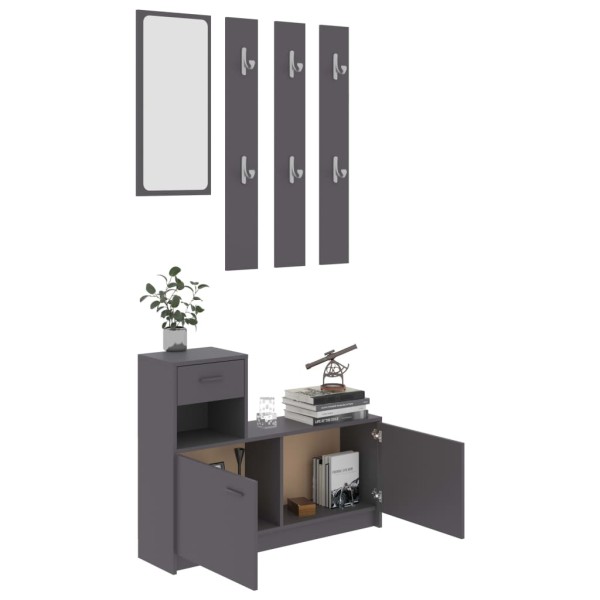 Mueble de entrada madera contrachapada gris 100x25x76,5 cm Mueble de entrada madera contrachapada gris 100x25x76,5 cm