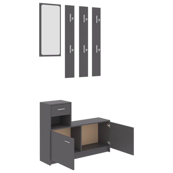 Mueble de entrada madera contrachapada gris 100x25x76,5 cm Mueble de entrada madera contrachapada gris 100x25x76,5 cm