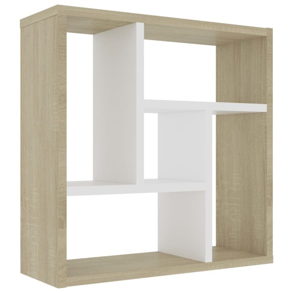 Estantería de pared contrachapada blanco roble 45,1x16x45,1 cm Estantería de pared contrachapada blanco roble 45,1x16x45,1 cm