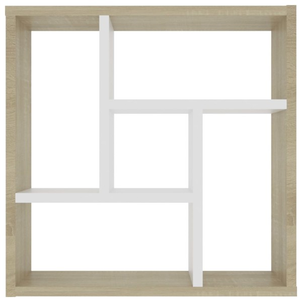 Estantería de pared contrachapada blanco roble 45,1x16x45,1 cm Estantería de pared contrachapada blanco roble 45,1x16x45,1 cm