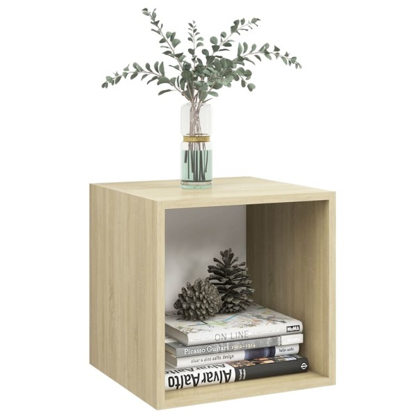 Armario de pared madera contrachapada blanco y roble 37x37x37cm Armario de pared madera contrachapada blanco y roble 37x37x37cm