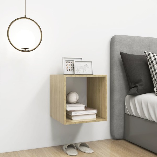 Armario de pared madera contrachapada blanco y roble 37x37x37cm Armario de pared madera contrachapada blanco y roble 37x37x37cm