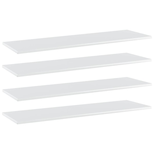 Estante para estantería 4 uds madera blanco brillo 100x30x1,5cm Estante para estantería 4 uds madera blanco brillo 100x30x1,5cm