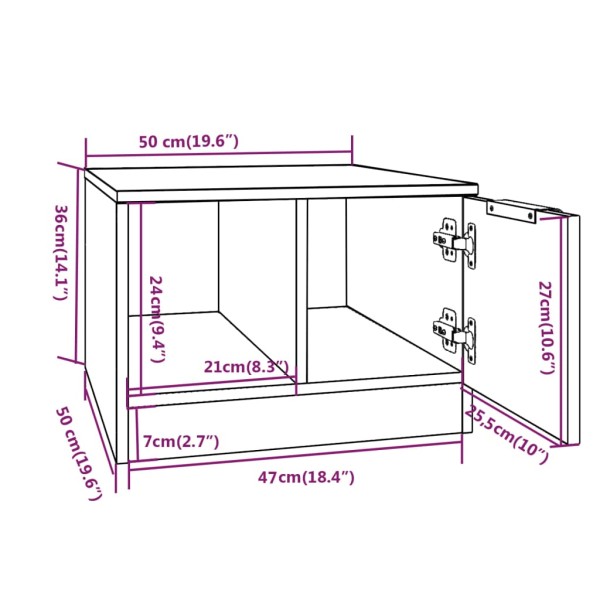 Mesa de centro madera contrachapada blanco y roble 50x50x36 cm