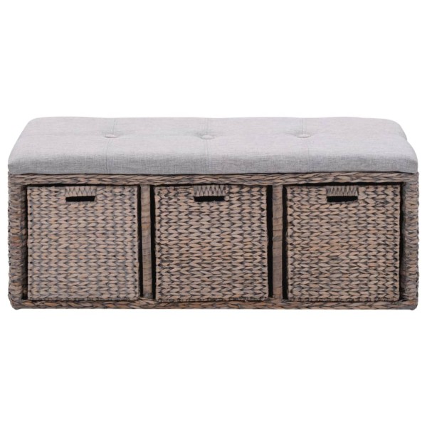 Banco con 3 cestas hierba marina 105x40x42 cm gris Banco con 3 cestas hierba marina 105x40x42 cm gris