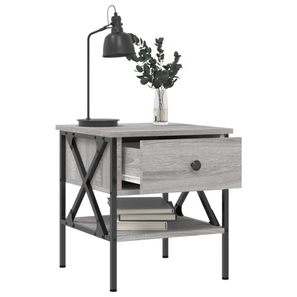 Mesita de noche 2 uds madera ingeniería gris Sonoma 40x42x45 cm Mesita de noche 2 uds madera ingeniería gris Sonoma 40x42x45 cm