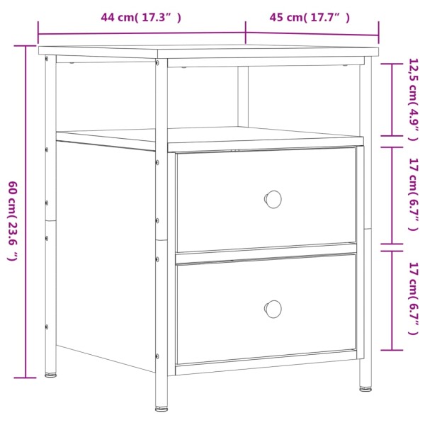 Mesita de noche madera de ingeniería roble Sonoma 44x45x60 cm Mesita de noche madera de ingeniería roble Sonoma 44x45x60 cm
