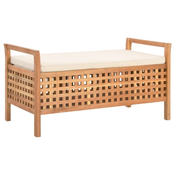 Banco de almacenamiento de madera maciza de nogal 93x49x49 cm Banco de almacenamiento de madera maciza de nogal 93x49x49 cm