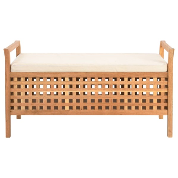 Banco de almacenamiento de madera maciza de nogal 93x49x49 cm Banco de almacenamiento de madera maciza de nogal 93x49x49 cm