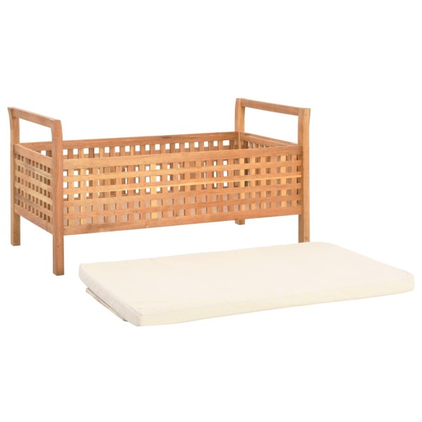 Banco de almacenamiento de madera maciza de nogal 93x49x49 cm Banco de almacenamiento de madera maciza de nogal 93x49x49 cm