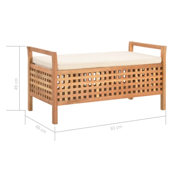 Banco de almacenamiento de madera maciza de nogal 93x49x49 cm Banco de almacenamiento de madera maciza de nogal 93x49x49 cm