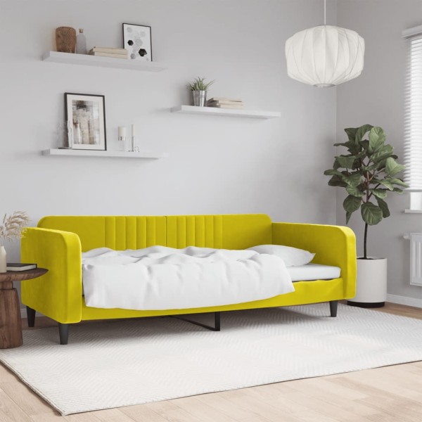 Sofá cama terciopelo amarillo 90x200 cm Sofá cama terciopelo amarillo 90x200 cm