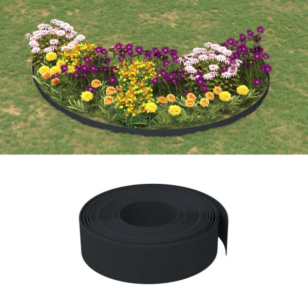 Borduras de jardín 3 uds polietileno negro 10 m 15 cm Borduras de jardín 3 uds polietileno negro 10 m 15 cm