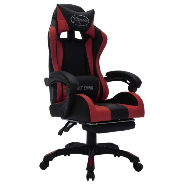 Silla gaming luces LED RGB cuero sintético color vino y negro Silla gaming luces LED RGB cuero sintético color vino y negro
