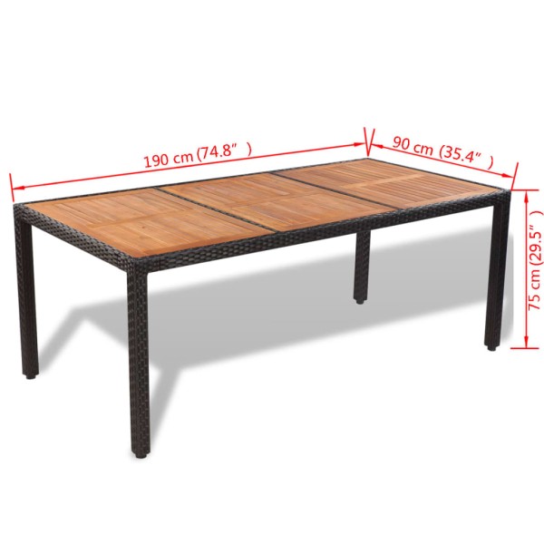 Set de comedor de jardín 9 piezas y cojines ratán sintético Set de comedor de jardín 9 piezas y cojines ratán sintético