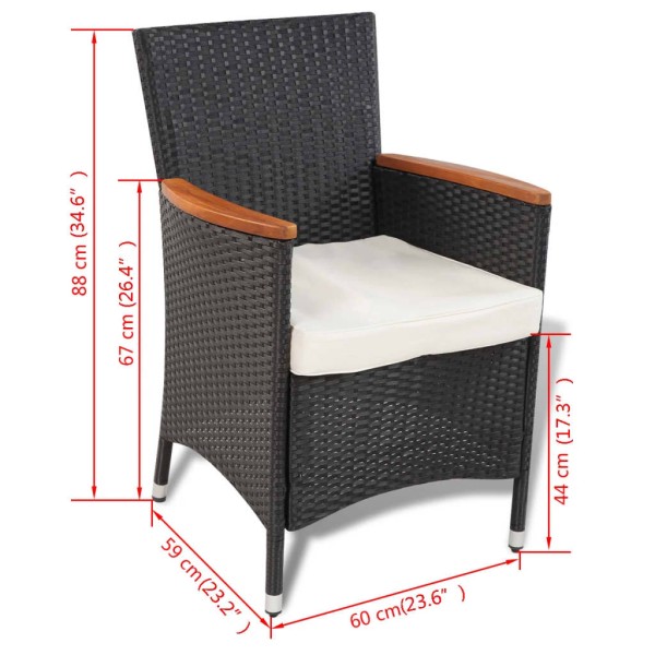 Set de comedor de jardín 9 piezas y cojines ratán sintético Set de comedor de jardín 9 piezas y cojines ratán sintético