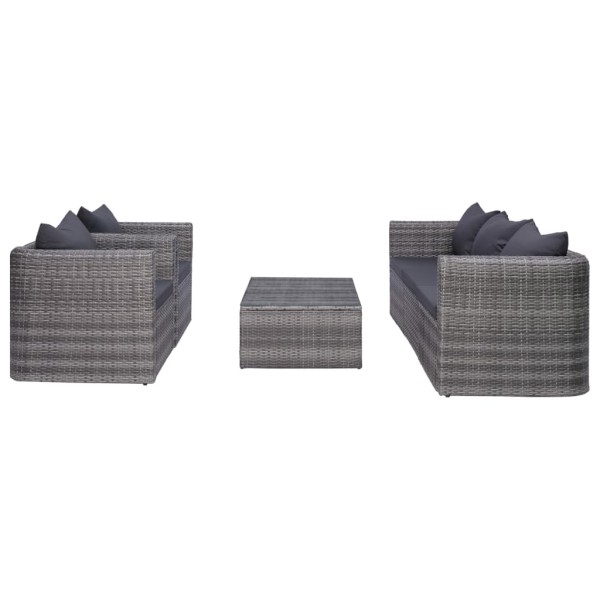 Set de muebles de jardín y cojines 6 pzas ratán sintético gris Set de muebles de jardín y cojines 6 pzas ratán sintético gris