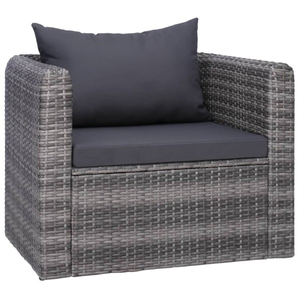 Set de muebles de jardín y cojines 6 pzas ratán sintético gris Set de muebles de jardín y cojines 6 pzas ratán sintético gris