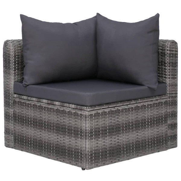 Set de muebles de jardín y cojines 6 pzas ratán sintético gris Set de muebles de jardín y cojines 6 pzas ratán sintético gris