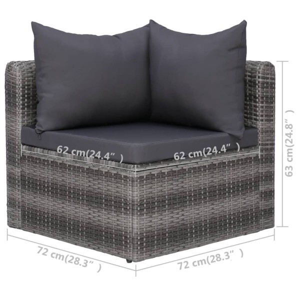Set de muebles de jardín y cojines 6 pzas ratán sintético gris Set de muebles de jardín y cojines 6 pzas ratán sintético gris