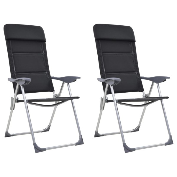 Sillas de camping de aluminio 2 unidades negras 58x69x111 cm Sillas de camping de aluminio 2 unidades negras 58x69x111 cm