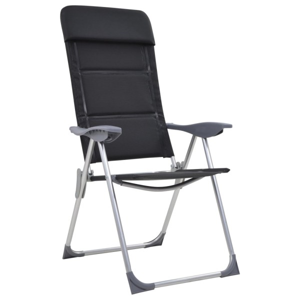Sillas de camping de aluminio 2 unidades negras 58x69x111 cm Sillas de camping de aluminio 2 unidades negras 58x69x111 cm