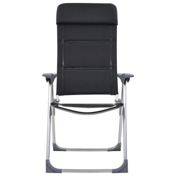 Sillas de camping de aluminio 2 unidades negras 58x69x111 cm Sillas de camping de aluminio 2 unidades negras 58x69x111 cm