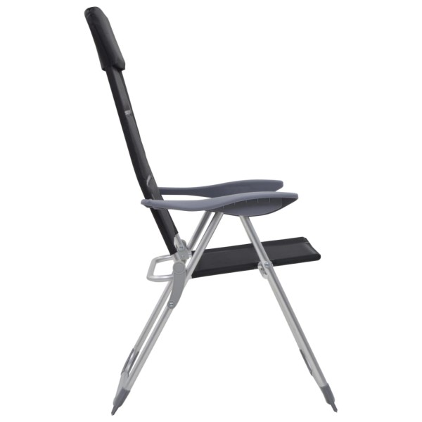 Sillas de camping de aluminio 2 unidades negras 58x69x111 cm Sillas de camping de aluminio 2 unidades negras 58x69x111 cm