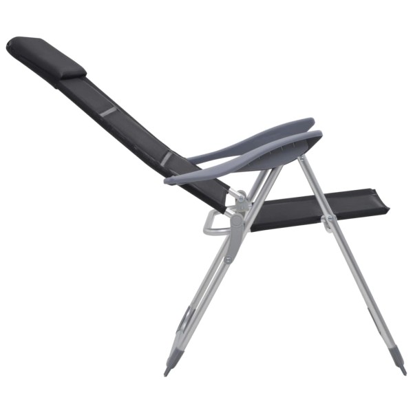 Sillas de camping de aluminio 2 unidades negras 58x69x111 cm Sillas de camping de aluminio 2 unidades negras 58x69x111 cm