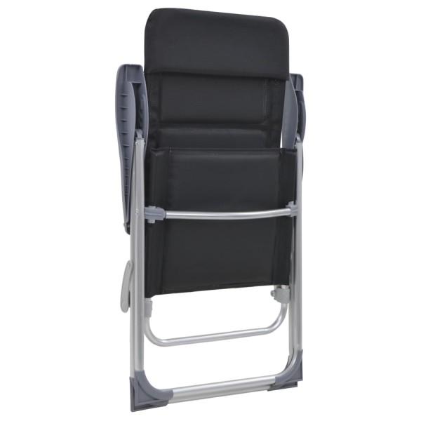 Sillas de camping de aluminio 2 unidades negras 58x69x111 cm Sillas de camping de aluminio 2 unidades negras 58x69x111 cm