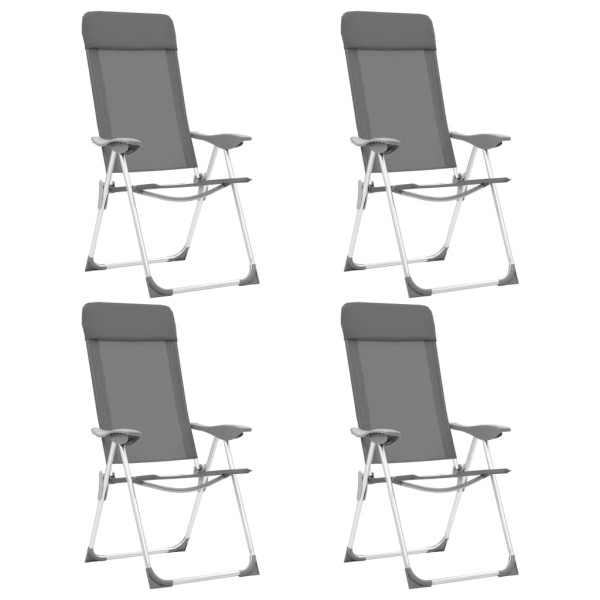 Sillas de camping plegables 4 unidades aluminio gris Sillas de camping plegables 4 unidades aluminio gris