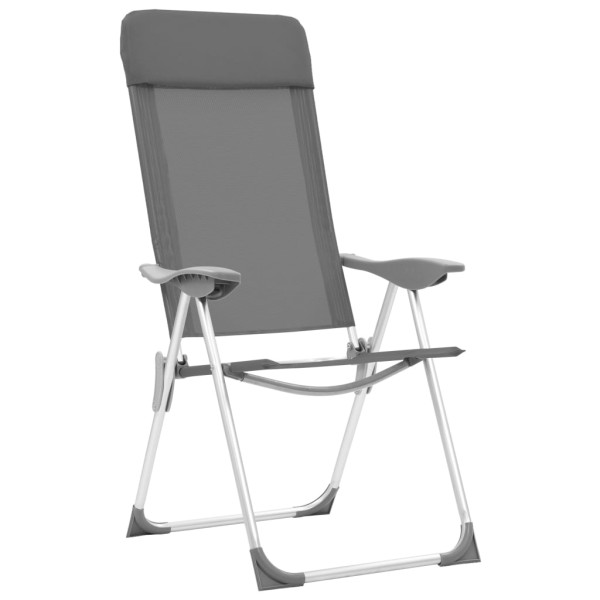 Sillas de camping plegables 4 unidades aluminio gris Sillas de camping plegables 4 unidades aluminio gris