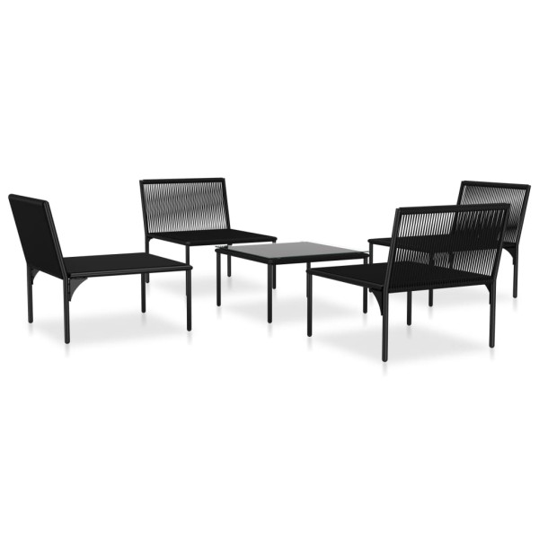 Juego de muebles de jardín 5 piezas con cojines PVC negro
