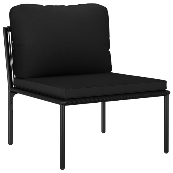 Juego de muebles de jardín 5 piezas con cojines PVC negro