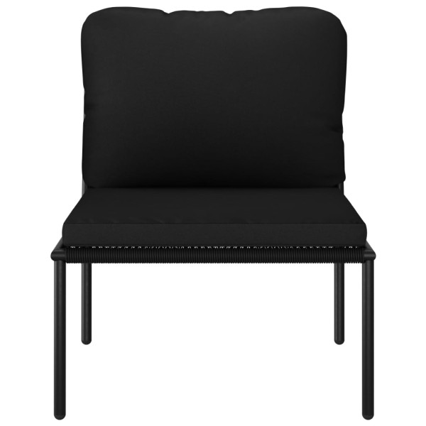 Juego de muebles de jardín 5 piezas con cojines PVC negro