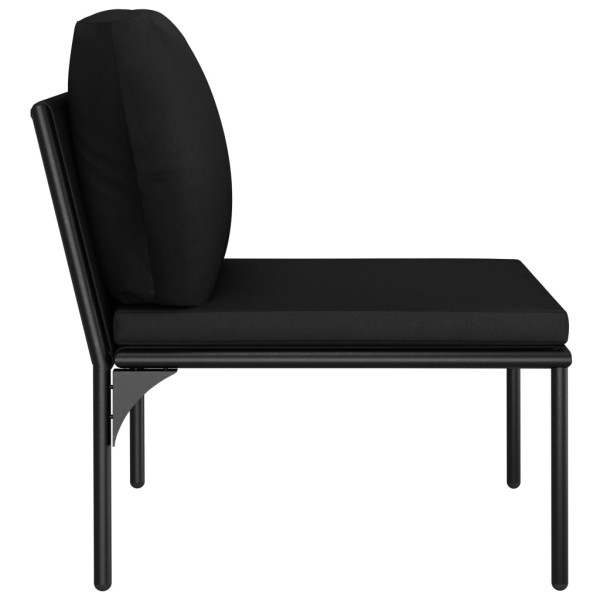 Juego de muebles de jardín 5 piezas con cojines PVC negro