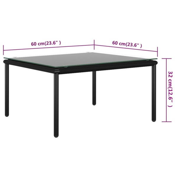 Juego de muebles de jardín 5 piezas con cojines PVC negro