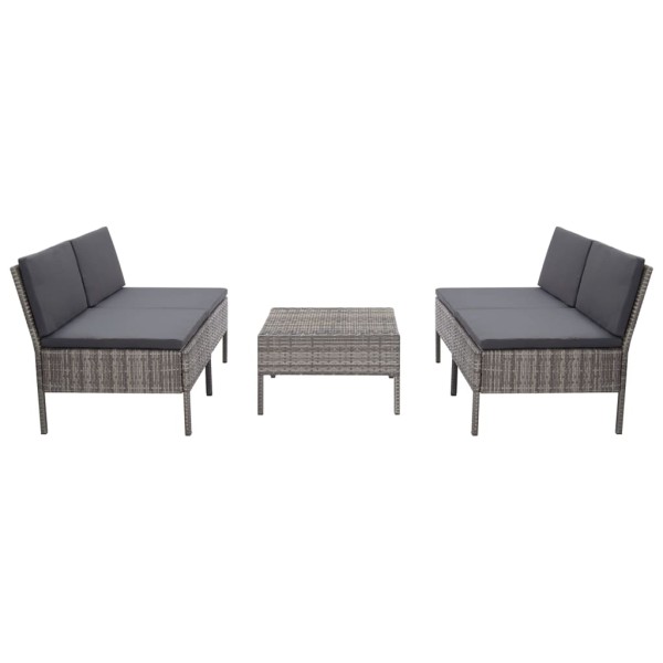 Set de sofás de jardín con cojines 5 pzas ratán sintético gris Set de sofás de jardín con cojines 5 pzas ratán sintético gris