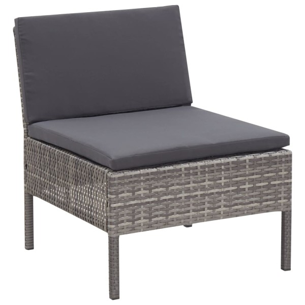 Set de sofás de jardín con cojines 5 pzas ratán sintético gris Set de sofás de jardín con cojines 5 pzas ratán sintético gris