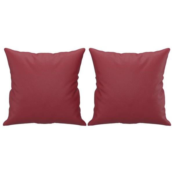 Sofá de 3 plazas con cojines cuero sintético rojo tinto 180 cm Sofá de 3 plazas con cojines cuero sintético rojo tinto 180 cm