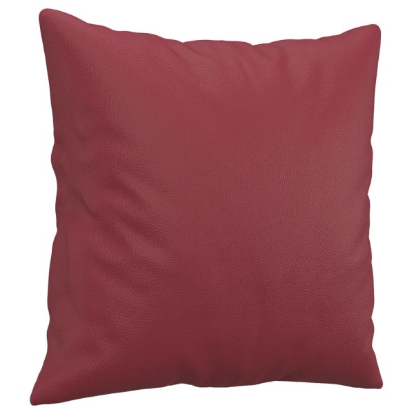 Sofá de 3 plazas con cojines cuero sintético rojo tinto 180 cm Sofá de 3 plazas con cojines cuero sintético rojo tinto 180 cm