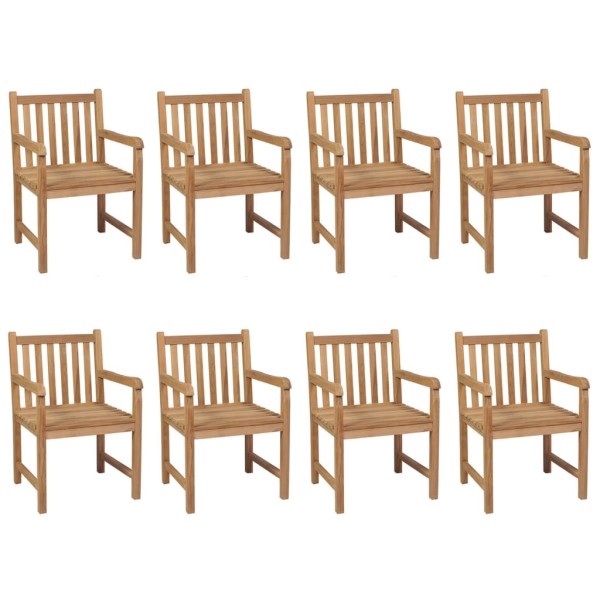 Sillas de jardín 8 uds madera maciza de teca cojines negro Sillas de jardín 8 uds madera maciza de teca cojines negro